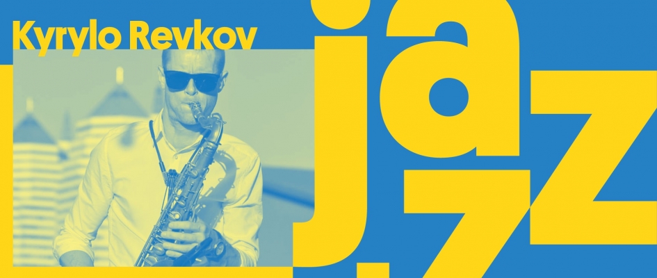 Kyrylo Revkov - zdjęcie artysty w kolorach flagi ukraińskiej
logo jazzart festivalu