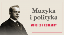 Wojciech Korfanty na beżowym tle, napis 