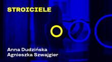 zdjęcie Anny Revkovej grającej na flecie poprzecznym, niebieskie tło, podpisy: Stroiciele, Anna Dudzińska, Agnieszka Szwajgier