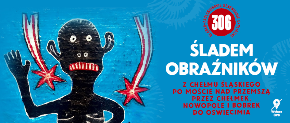 Afroamerykanin na niebieskim tle na które naniesiony jest tytuł wydarzenia 